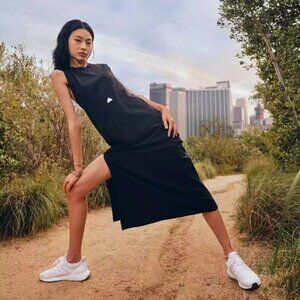 Adidas Rib Dress Long Black Casual Open Back  Worn once Fits size M